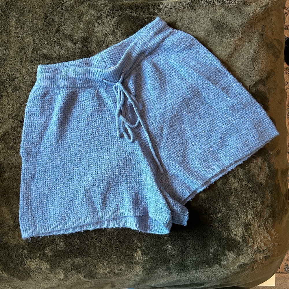Anthropologie Light Blue High Waist Knit Shorts